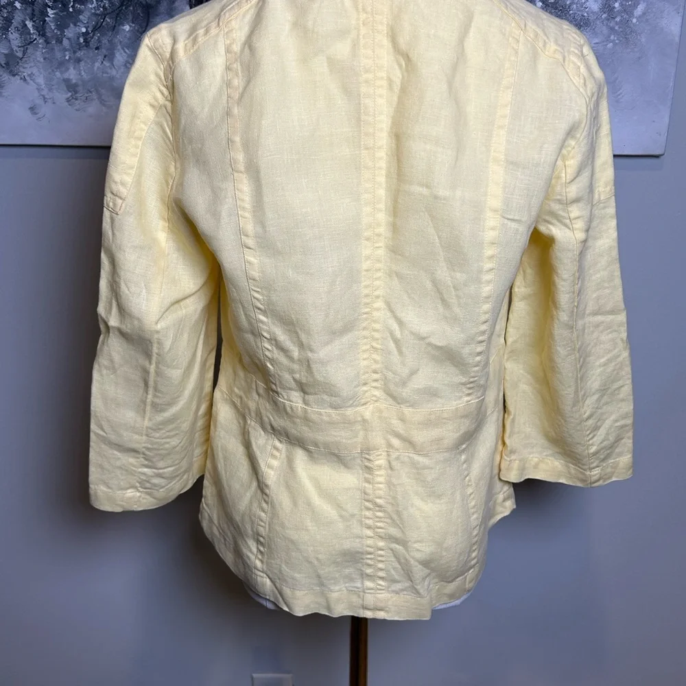 Chico's Yellow linen utility jacket Women's size 0 button front lightweight